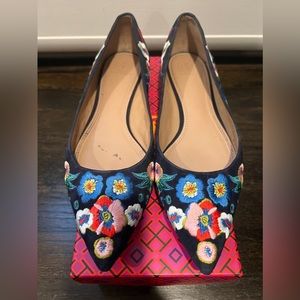 Embroidered Tory Burch flat
